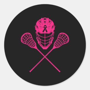 Lacrosse Stick Breast Cancer Bewustheid Koel Roze Ronde Sticker