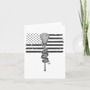 Lacrosse Stick en Angry Snake Amerikaanse vlag V Kaart