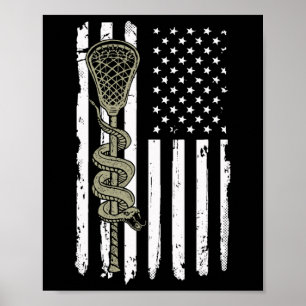 Lacrosse Stick en Angry Snake Amerikaanse vlag V Poster