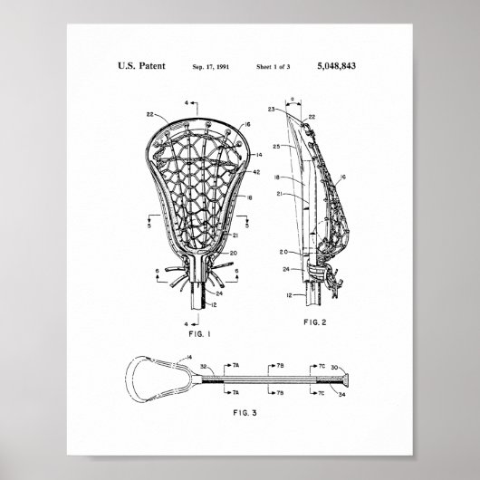 Lacrosse Stick Patent Poster (Voorkant)