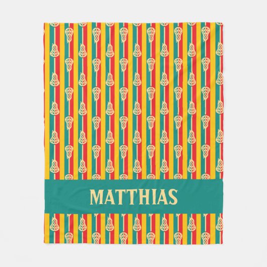 Lacrosse Sticks and Stripes, rood en groen, retro Fleece Deken (Voorkant)