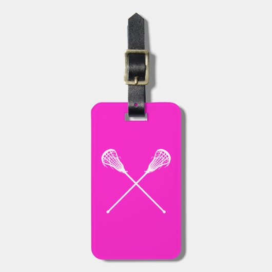 Lacrosse Sticks Bagagelabel Roze (Voorkant verticaal)