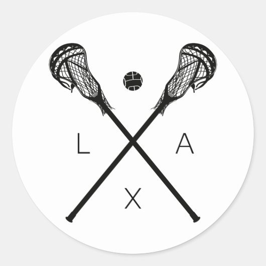 Lacrosse Sticks en Bal Ronde Sticker (Voorkant)