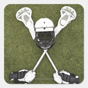 Lacrosse sticks, handschoenen, ballen en sporthelm vierkante sticker