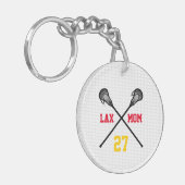 Lacrosse Sticks Lax Moeder Speler Nummer Net Fan C Sleutelhanger (Voorkant Links)