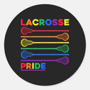 Lacrosse Sticks LGBTQ Regenboog Kleur Gay Pride Mo Ronde Sticker