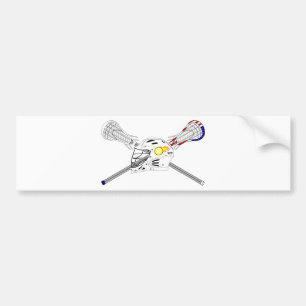Lacrosse sticks met helm bumpersticker