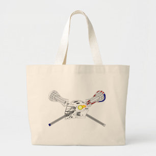 Lacrosse sticks met helm grote tote bag