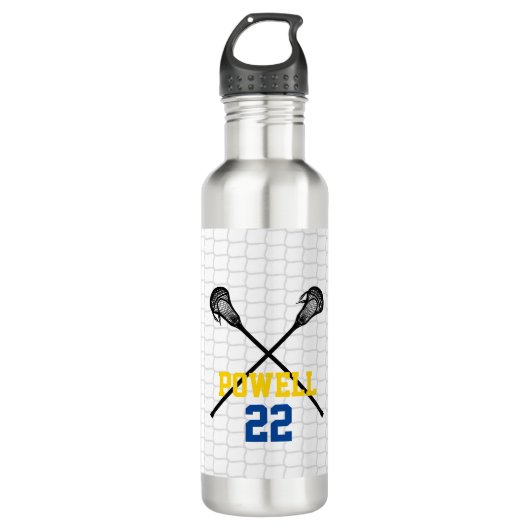 Lacrosse Sticks Net Player Name Number Sports Waterfles (Voorkant)