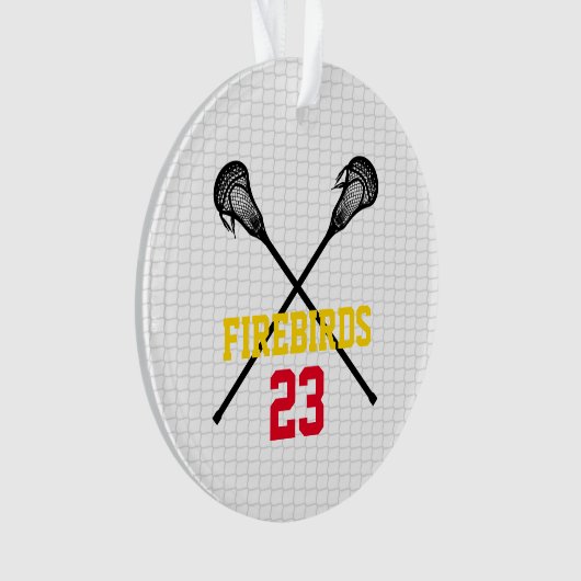 Lacrosse Sticks Net Team Name Player Number Photo Ornament (voorkant)