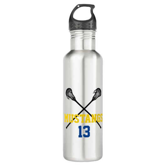 Lacrosse Sticks Team NAAM Nummer Sport Lax Fun Waterfles (Voorkant)