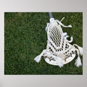 Lacrosse-stok op gras poster