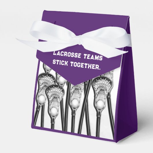 Lacrosse Team Paars Favor Box Bedankdoosjes (Voorkant Zijde)