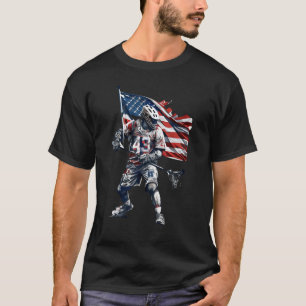 Lacrosse US Vlag Lacrosse Player Helmet sticks man T-shirt