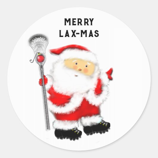 Lacrosse Vrolijk Lax-mas Kerstmis Ronde Sticker (Voorkant)