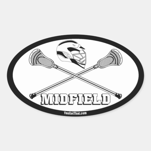 Lacrosse witte stokjes middenveld ovale sticker (Voorkant)