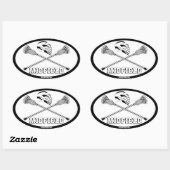 Lacrosse witte stokjes middenveld ovale sticker (Vel)