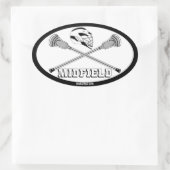 Lacrosse witte stokjes middenveld ovale sticker (Tas)