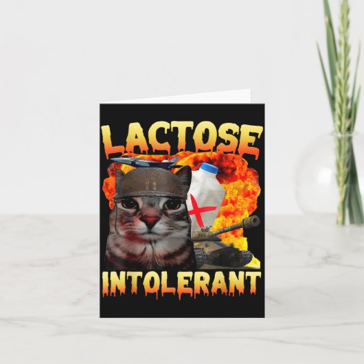 Lactose Intolerant Silly Cat Meme Funny Saying Cat Kaart (Voorkant)
