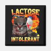 Lactose Intolerant Silly Cat Meme Funny Saying Cat Magneet (Voorkant)