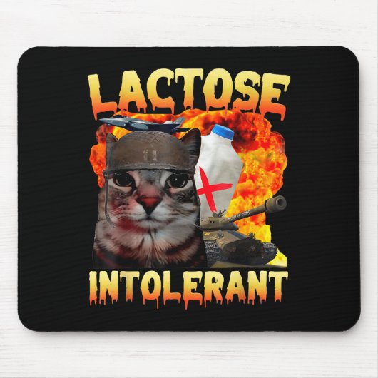 Lactose Intolerant Silly Cat Meme Funny Saying Cat Muismat (Voorkant)