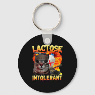 Lactose-intolerante domme kat meme grappige spreuk sleutelhanger