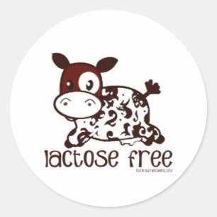Lactosevrije bruine Koe Ronde Sticker