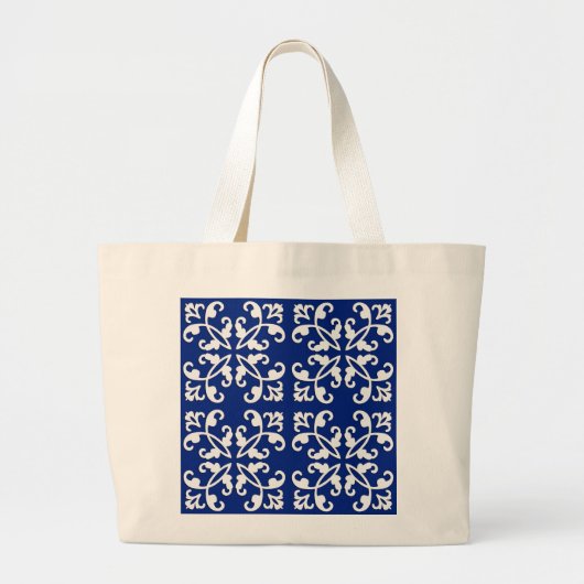 Lactylus - wit over lapis blauw grote tote bag (Voorkant)