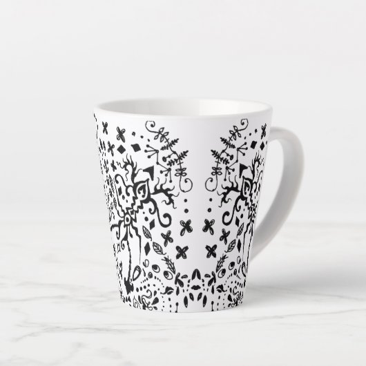 Lacy Black Doodle Latte Mok (Rechterhoek)