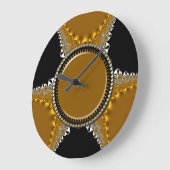 Lacy Black & Golden Fractal Satin Wall Clock Grote Klok (Hoek)