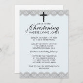 Lacy Christening, Baptême ou Dedication Invitation (Devant / Derrière)