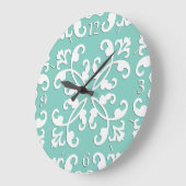 Lacy-cutwork, wit over zeemaand groen grote klok (Hoek)