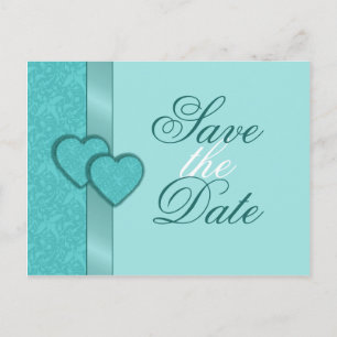 Lacy Damask Hearts Save the Date Briefkaart