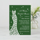 Lacy Emerald Green Winter Bridal Shower Kaart (Staand voorkant)