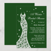 Lacy Emerald Green Winter Bridal Shower Kaart (Voorkant / Achterkant)