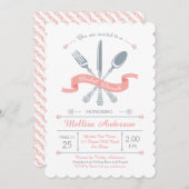 Lacy Fork Knife Spoon Bruids Brunch Uitnodiging (Voorkant / Achterkant)