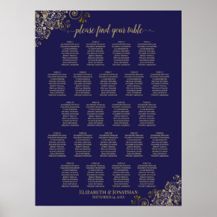 Lacy Gold 22 Tableau Mariage Siège bleu marine