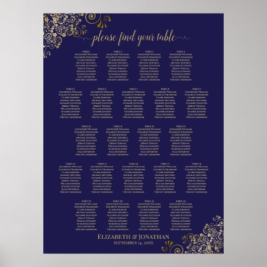 Lacy Gold 22 Tableau Mariage Siège bleu marine (Devant)