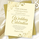 Lacy Gold Elegant crème Faire-part de mariage BUDG<br><div class="desc">Ces invitations de mariage abordables et abordables sont le choix parfait pour la classe, le style et la beauté sur un budget. Le design est composé d'un arrière - plan de crème d'ivoire avec des boucles dorées ornées et des tourbillons dans les coins. La typographie comprend des lettres de script...</div>