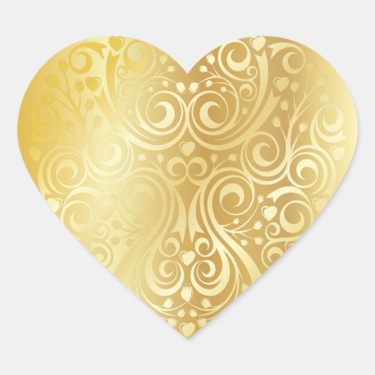 Lacy Gold Heart Sticker (Voorkant)