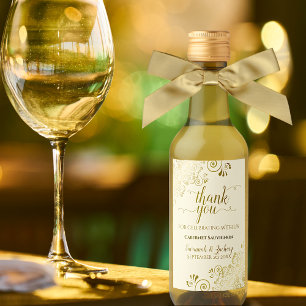 Lacy Gold op Cream Wedding Dank je Mini Wijn Etiket