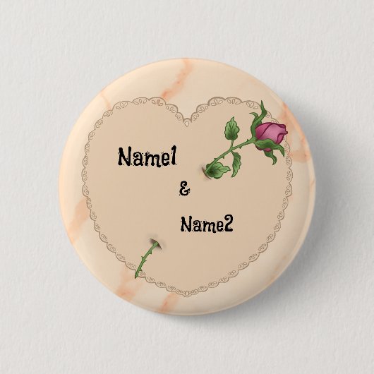 Lacy Heart Roos Ronde Button 5,7 Cm (Voorkant)