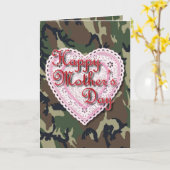 Lacy Heart voor Militaire Mam op Moederdag Kaart (Gele Bloem)