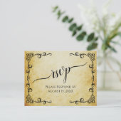 Lacy kalligrafie  perkament bruiloft RSVP Briefkaart (Staand voorkant)