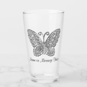 Lacy look Silver Personalized Butterfly Tumbler