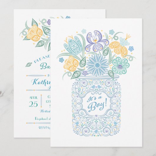 Lacy Mason Baby shower C'est une Invitation de gar (Devant / Derrière)