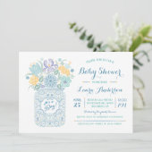 Lacy Mason Jar Baby shower Baby Boy Invitation (Debout devant)