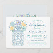 Lacy Mason Jar Baby shower Baby Boy Invitation (Devant / Derrière)