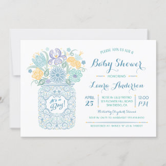 Lacy Mason Pot Baby Shower Baby Jongen Uitnodiging