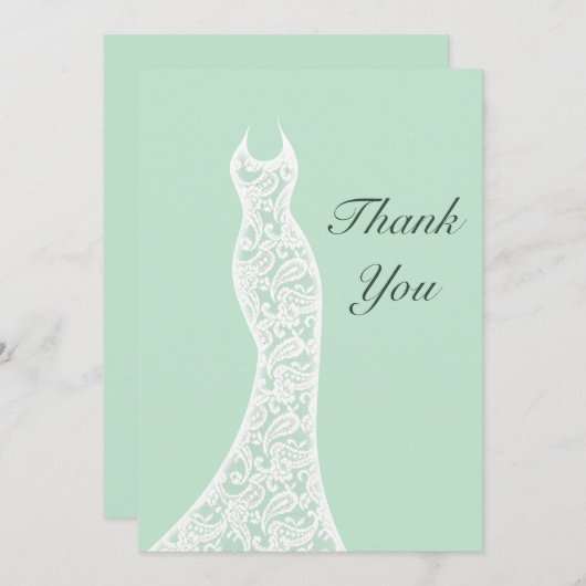 Lacy Mint Hartelijk dank Bedankkaart (Voorkant / Achterkant)